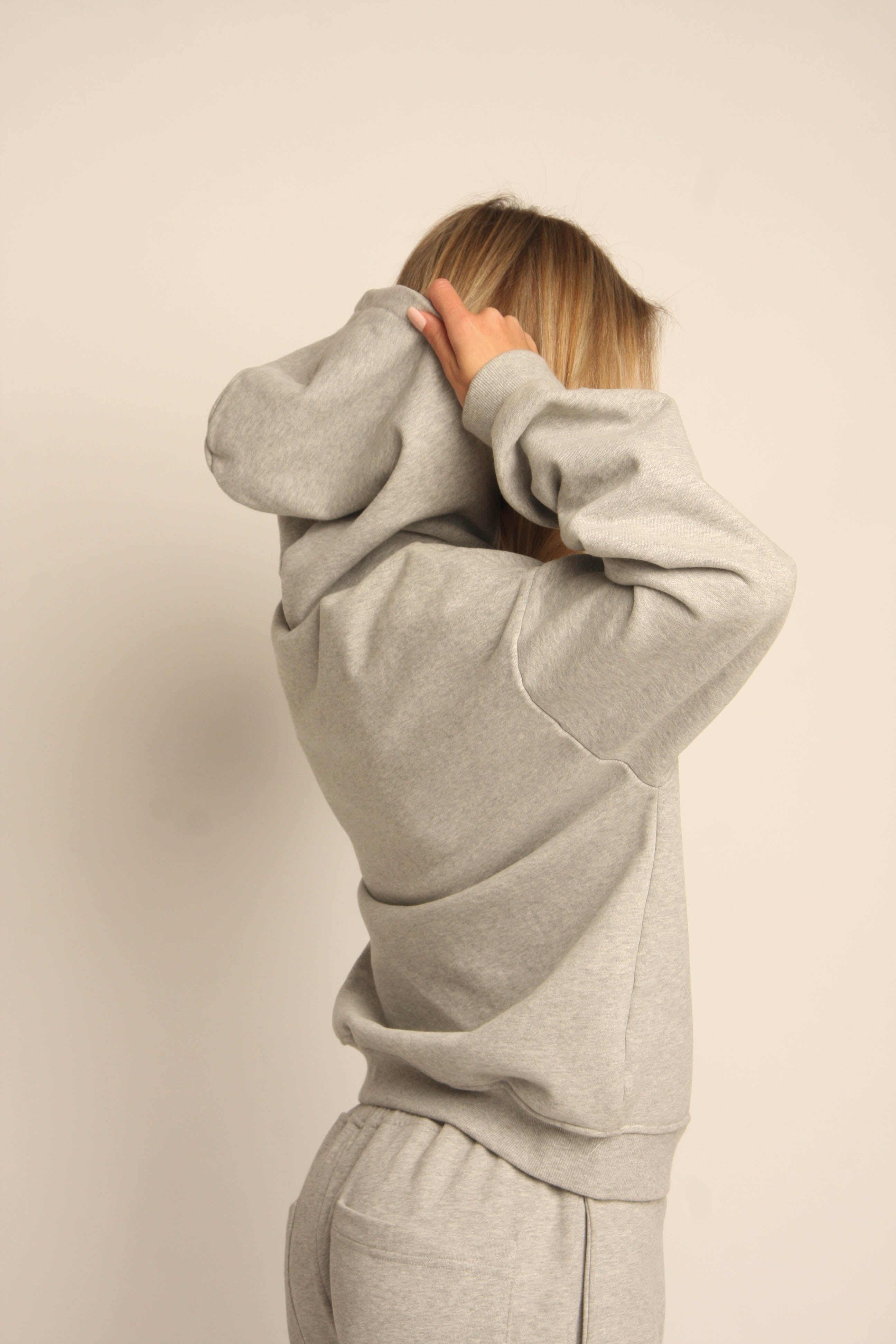 wori logo cropped hoodie grey