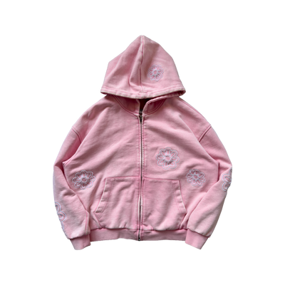 flower field zip-up pink