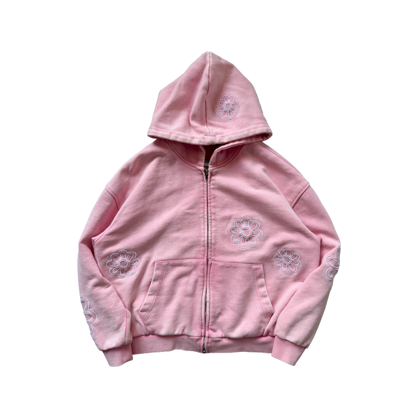 flower field zip-up pink