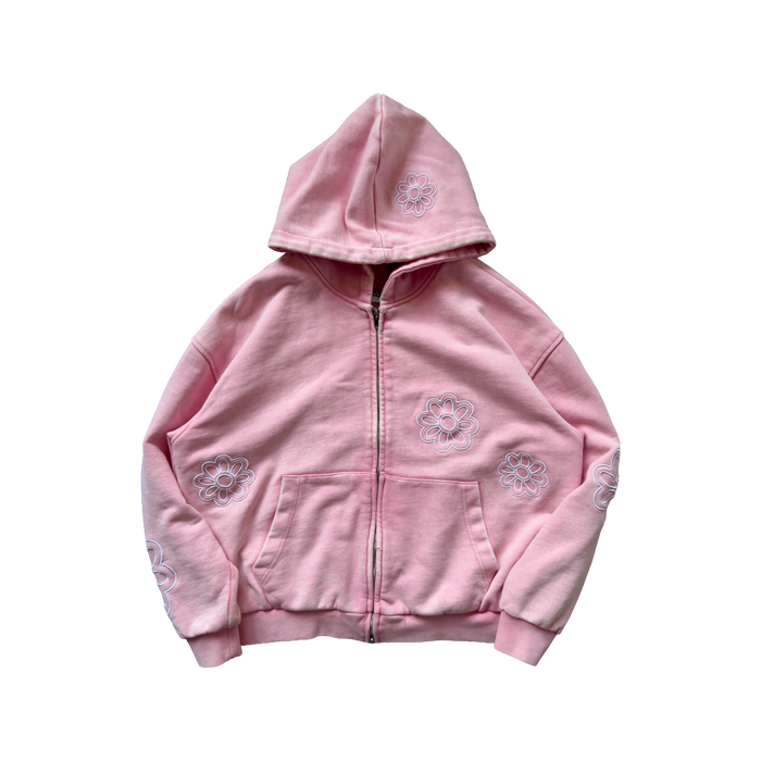 flower field zip-up pink