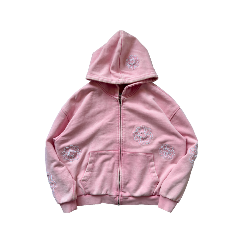 flower field zip-up pink