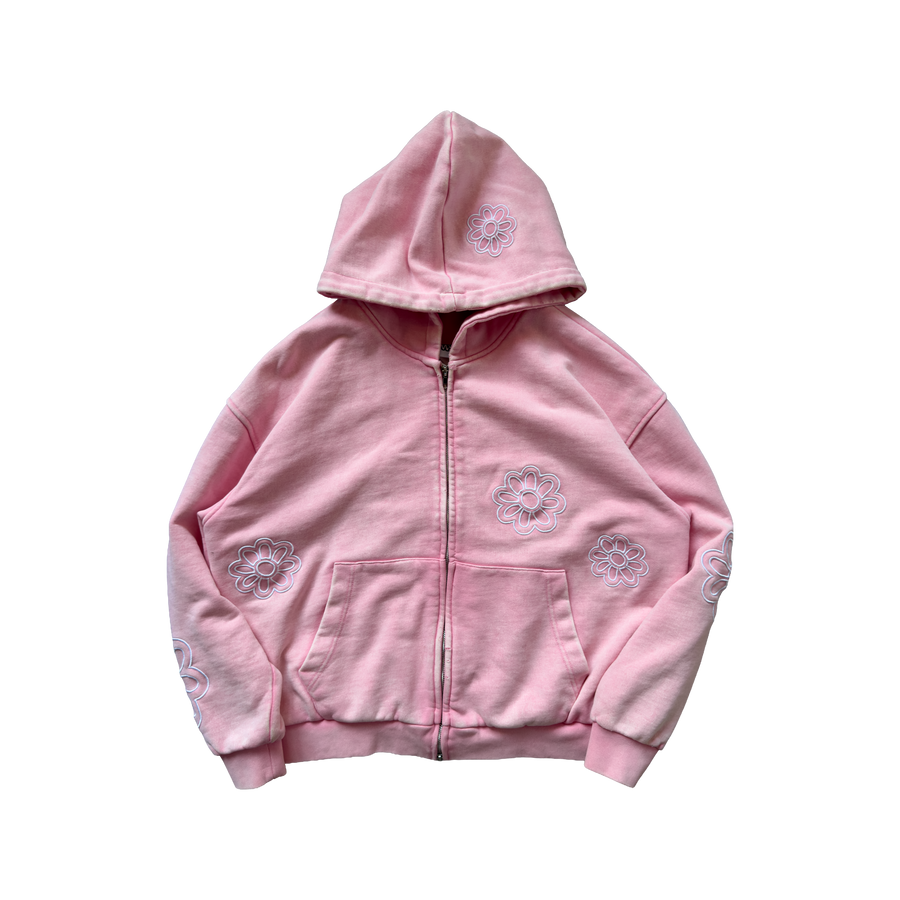 flower field zip-up pink