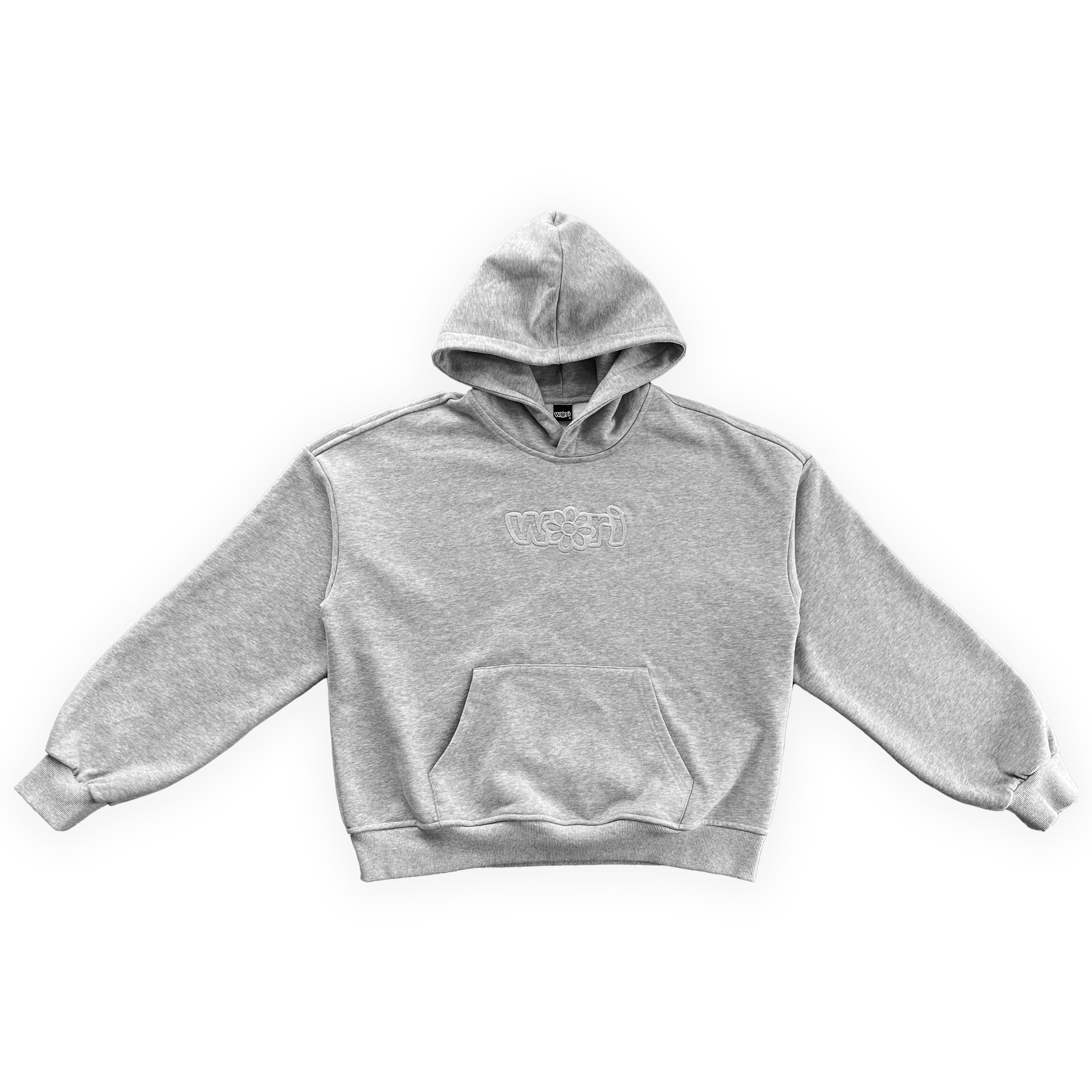 wori logo cropped hoodie grey
