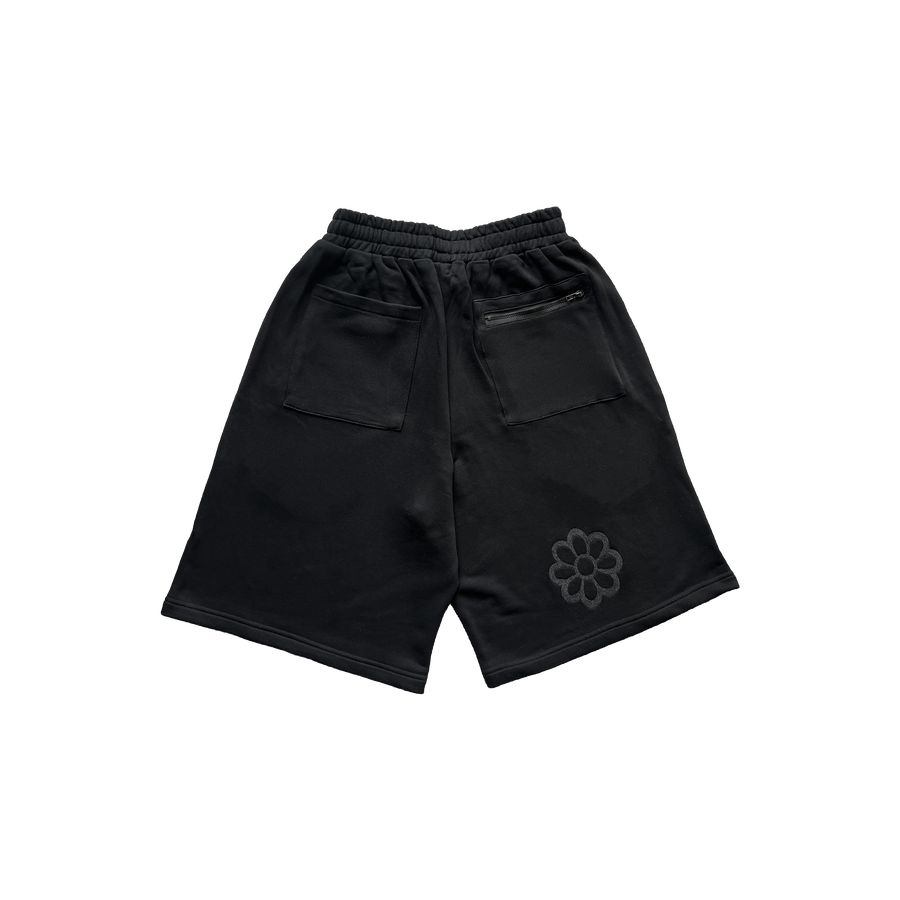 flower jorts black