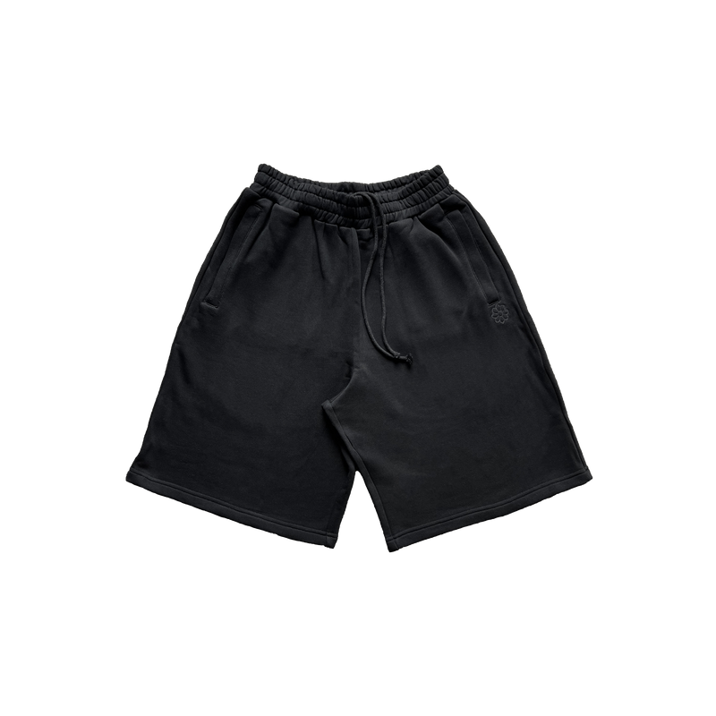 flower jorts black