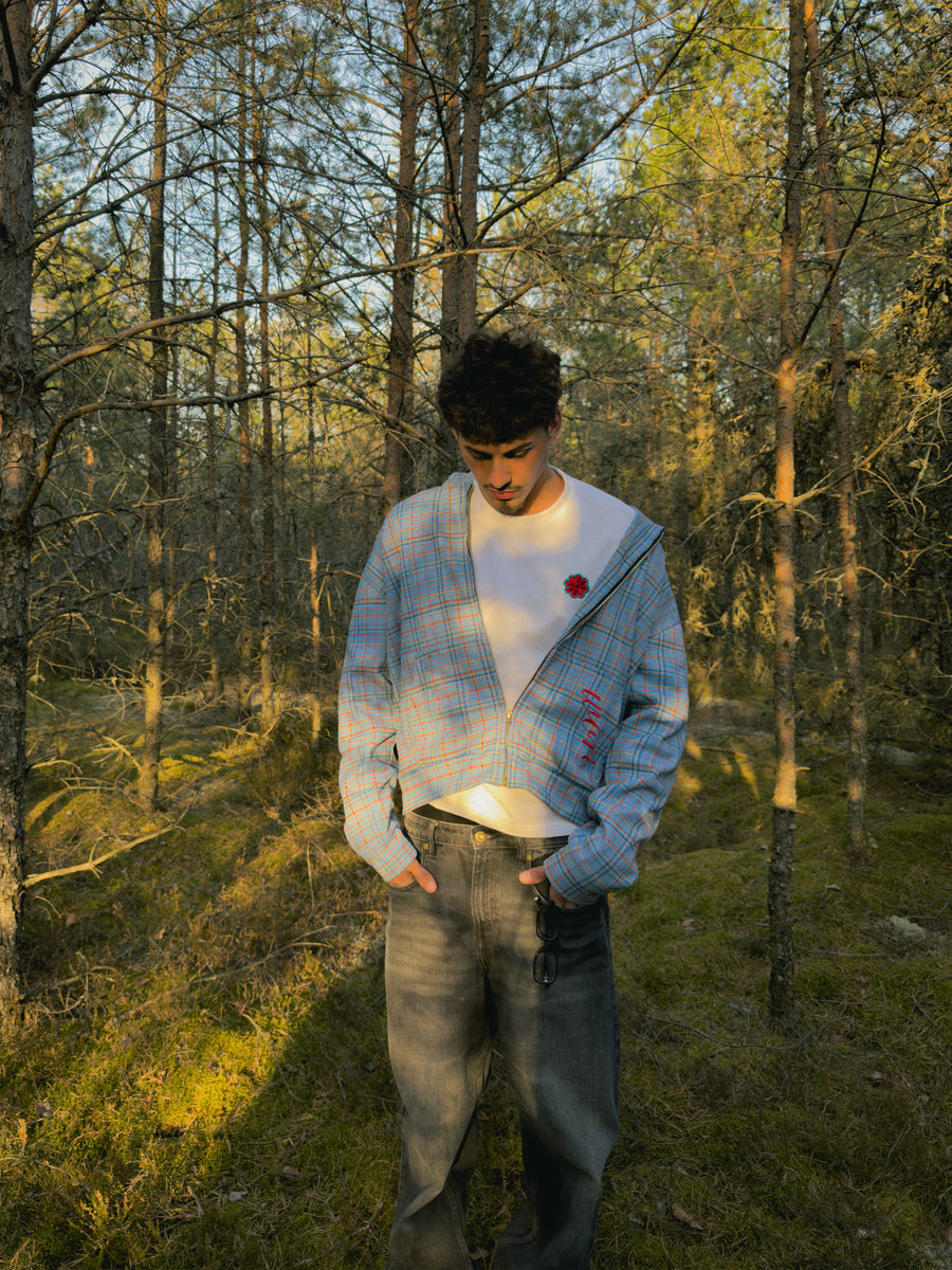waffle knit zip-up