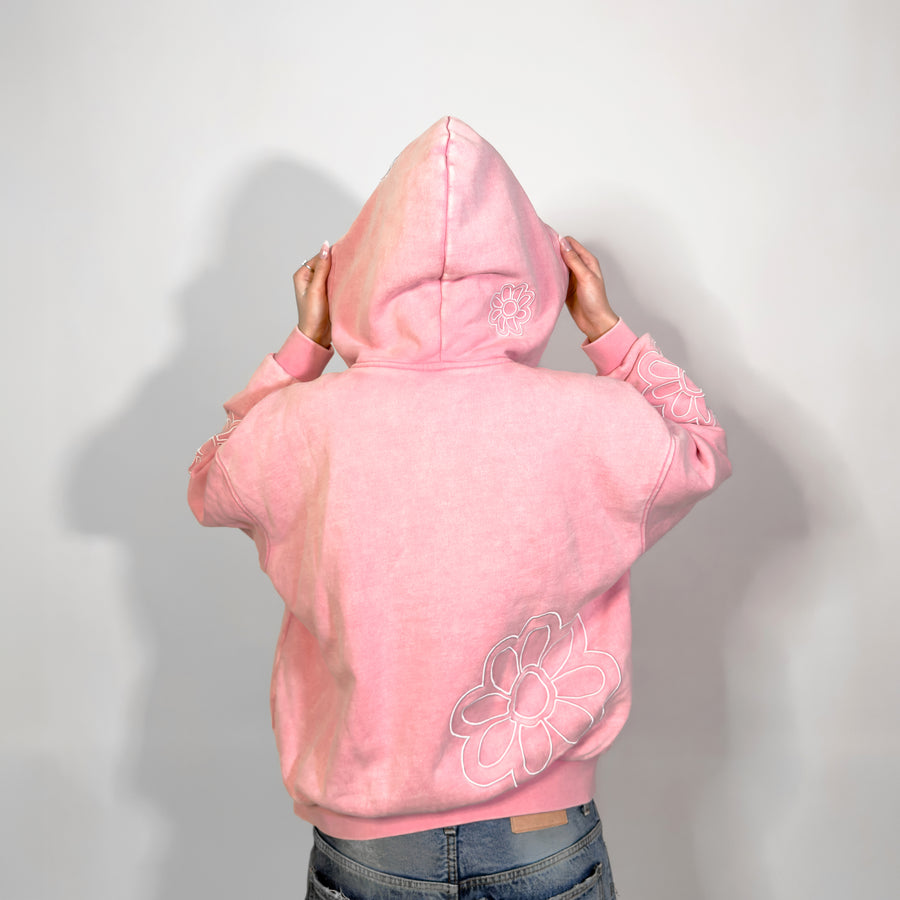 flower field zip-up pink