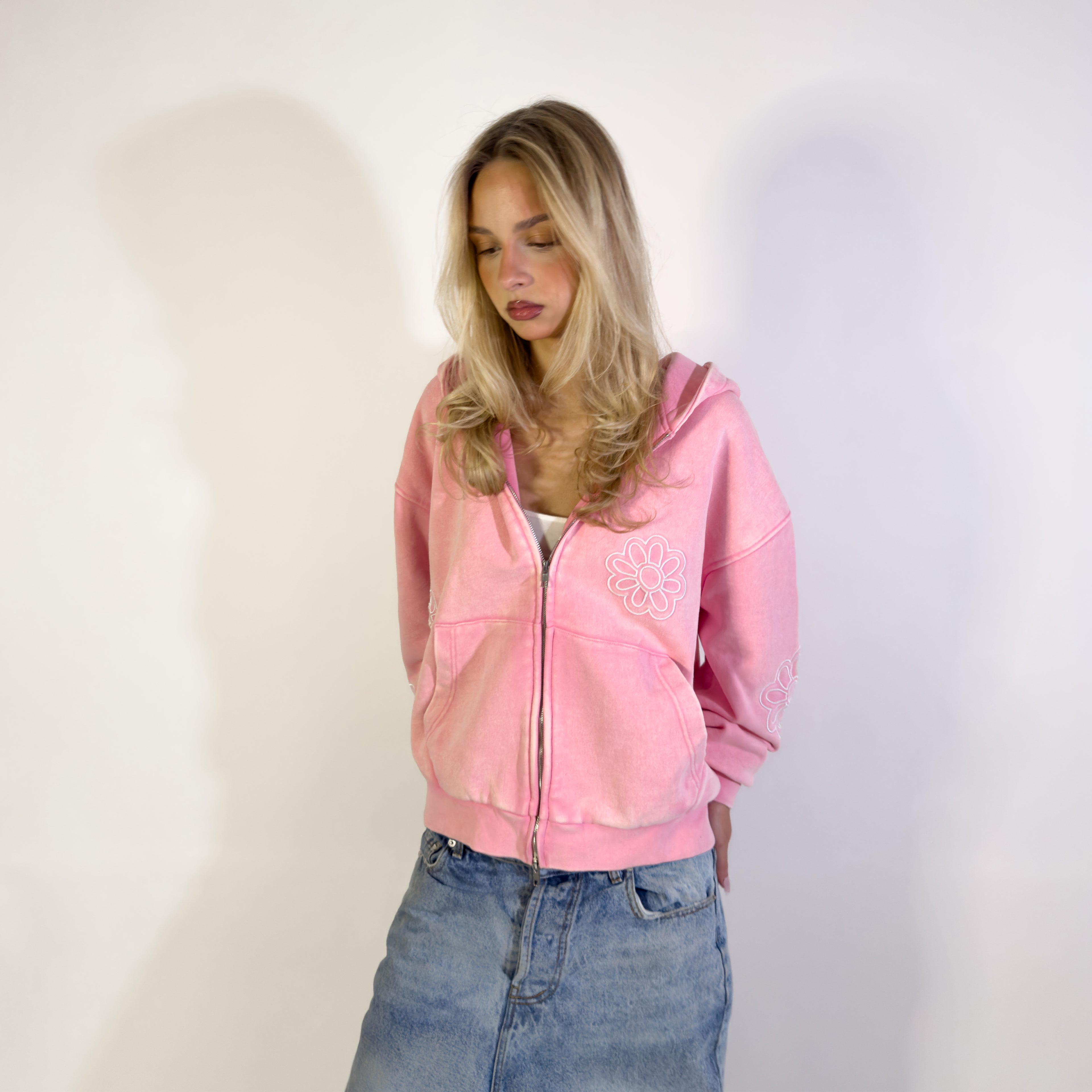 wori flower field zip-up pink