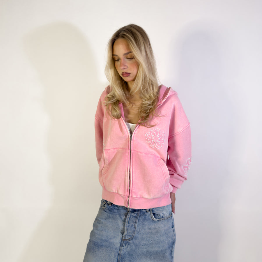 flower field zip-up pink