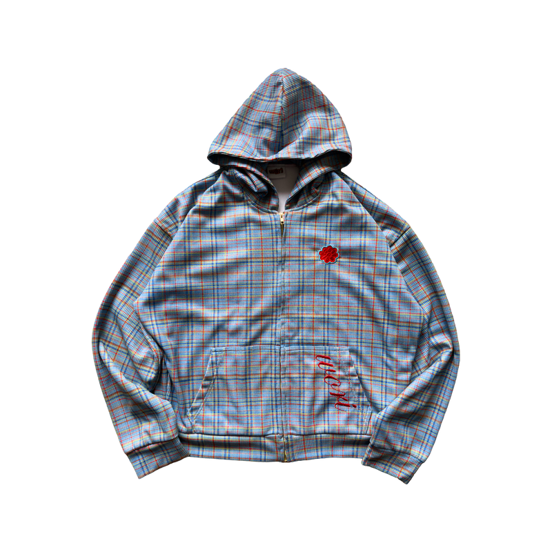waffle knit zip-up