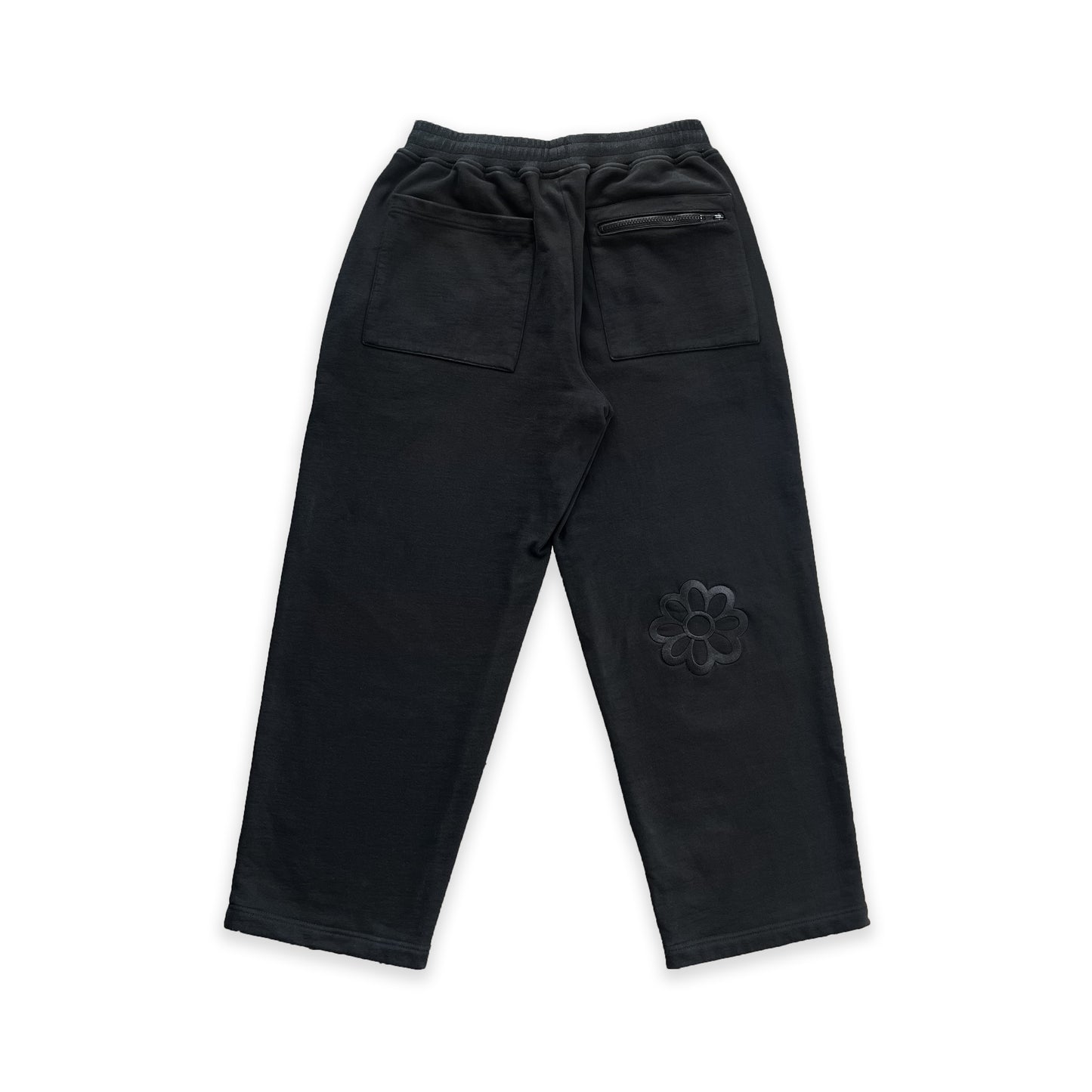 wori flower straight leg sweatpants black